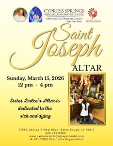 st joseph altar, shepherds staff, cypress springs, event on march 15